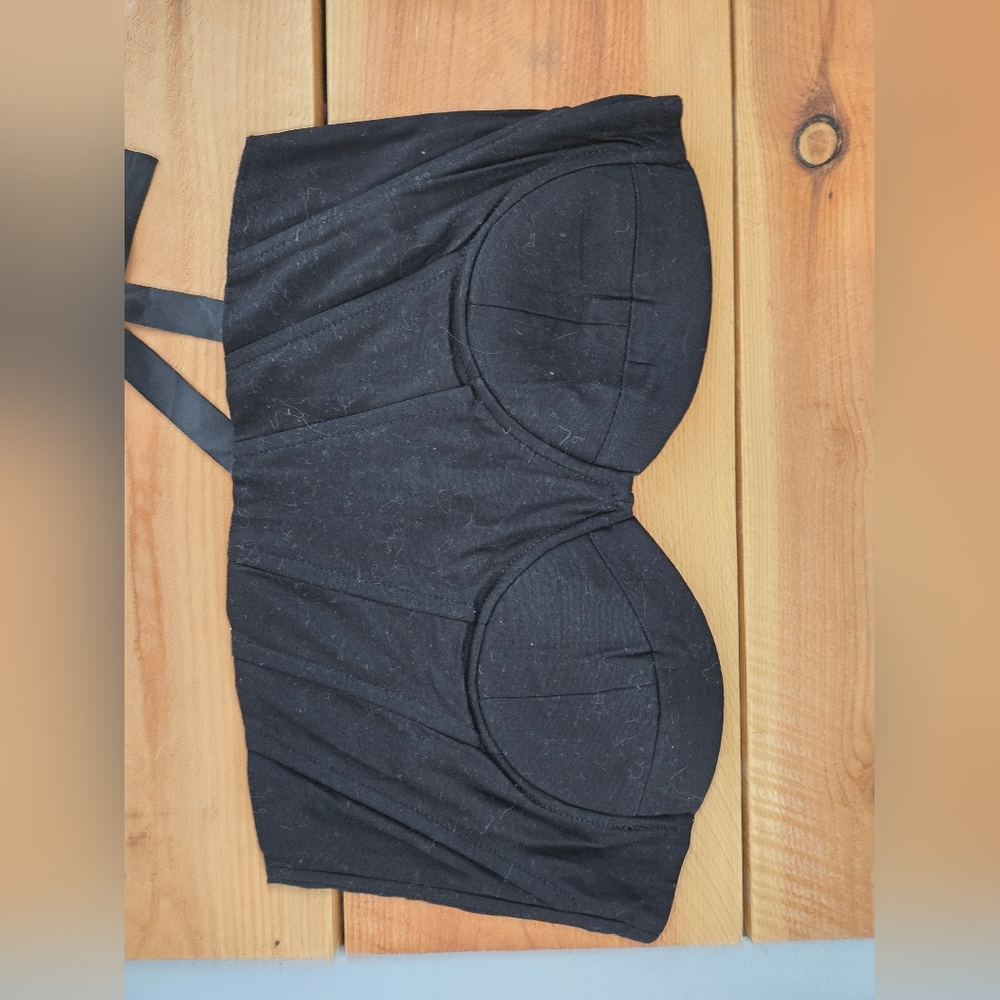 Shein Black Lace-Up back bustier top size small